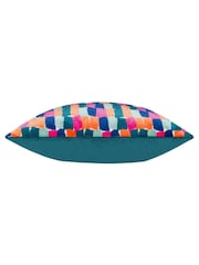 Furn Multicoloured Metro Blocks Velvet Jacquard Feather Filled Cushion - Image 5 of 6