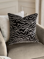Paoletti Jet Tierra Cut Velvet Fibre Filled Cushion - Image 1 of 5