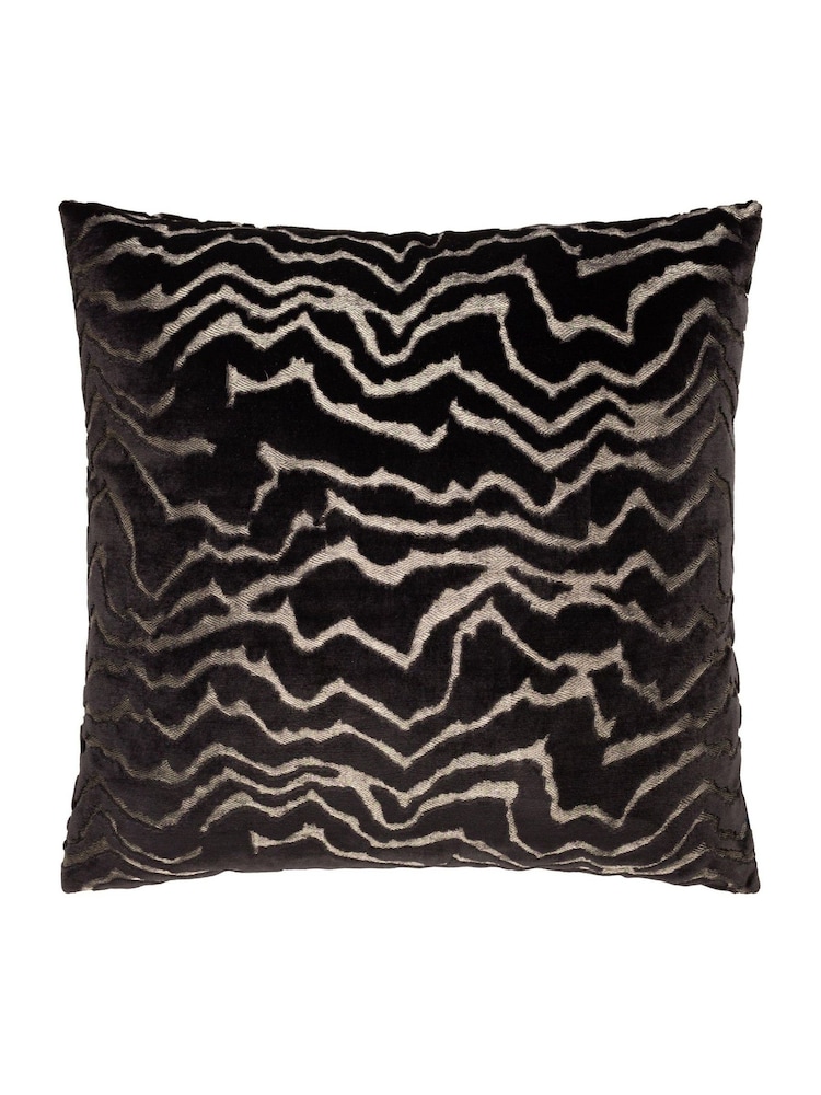 Paoletti Jet Tierra Cut Velvet Fibre Filled Cushion - Image 2 of 5
