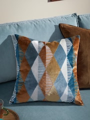 Furn Ginger Metro Harlequin Velvet Fibre Filled Cushion - Image 1 of 6