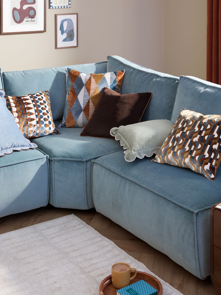 Furn Ginger Metro Harlequin Velvet Fibre Filled Cushion - Image 6 of 6