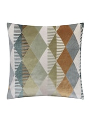 Furn Green Metro Harlequin Velvet Fibre Filled Cushion - Image 2 of 5