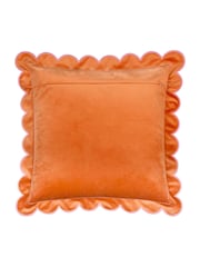 Furn Orange or Pink Lil Scallop Velvet Fibre Filled Cushion - Image 3 of 6