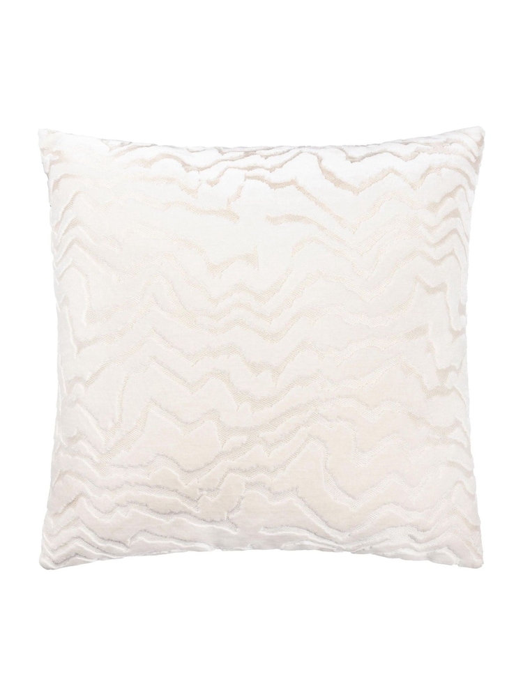 Paoletti White Tierra Cut Velvet Fibre Filled Cushion - Image 2 of 5