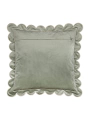 Furn Green/Natural Lil Scallop Velvet Fibre Filled Cushion 45x45cm - Image 3 of 6