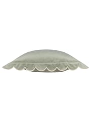 Furn Green/Natural Lil Scallop Velvet Fibre Filled Cushion 45x45cm - Image 4 of 6