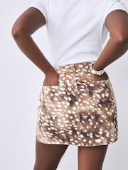 Animal Deer Print Hourglass Denim Mini Skirt - Image 3 of 7