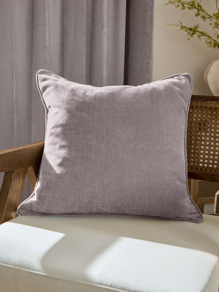 Yard Mauve Heavy Chenille Piped Fibre Filled Cushion - Image 1 of 4