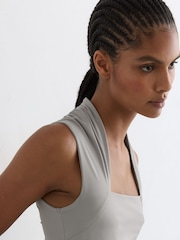 Reiss Grey Harri Square-Neck Ruched Sleeveless Top - Image 3 of 6