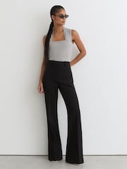 Reiss Grey Harri Square-Neck Ruched Sleeveless Top - Image 4 of 6