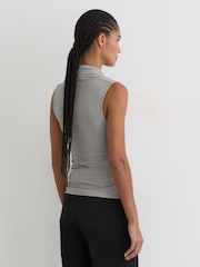 Reiss Grey Harri Square-Neck Ruched Sleeveless Top - Image 5 of 6