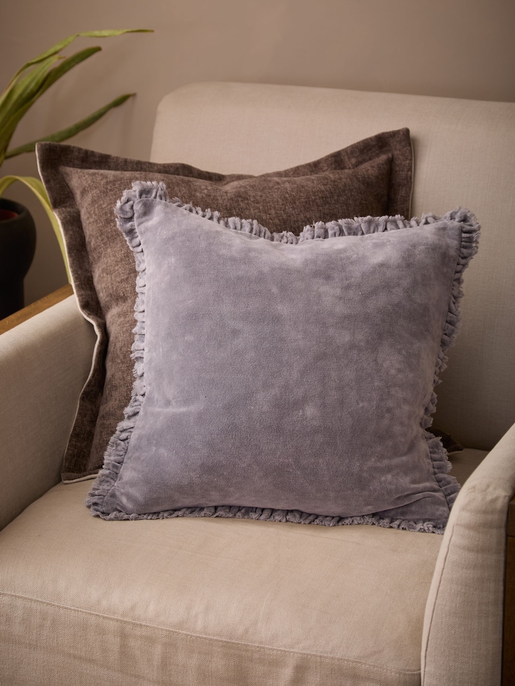 Yard Mauve Bertie Cotton Velvet Feather Filled Cushion - Image 1 of 5 Yard Mauve Bertie Cotton Velvet Feather Filled Cushion - Image 1 of 5