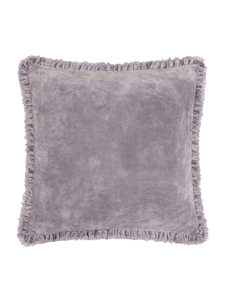 Yard Mauve Bertie Cotton Velvet Feather Filled Cushion - Image 2 of 5 Yard Mauve Bertie Cotton Velvet Feather Filled Cushion - Image 2 of 5