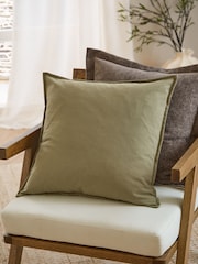 Yard Moss Slub Cotton Feather Filled Cushion - Image 1 of 5