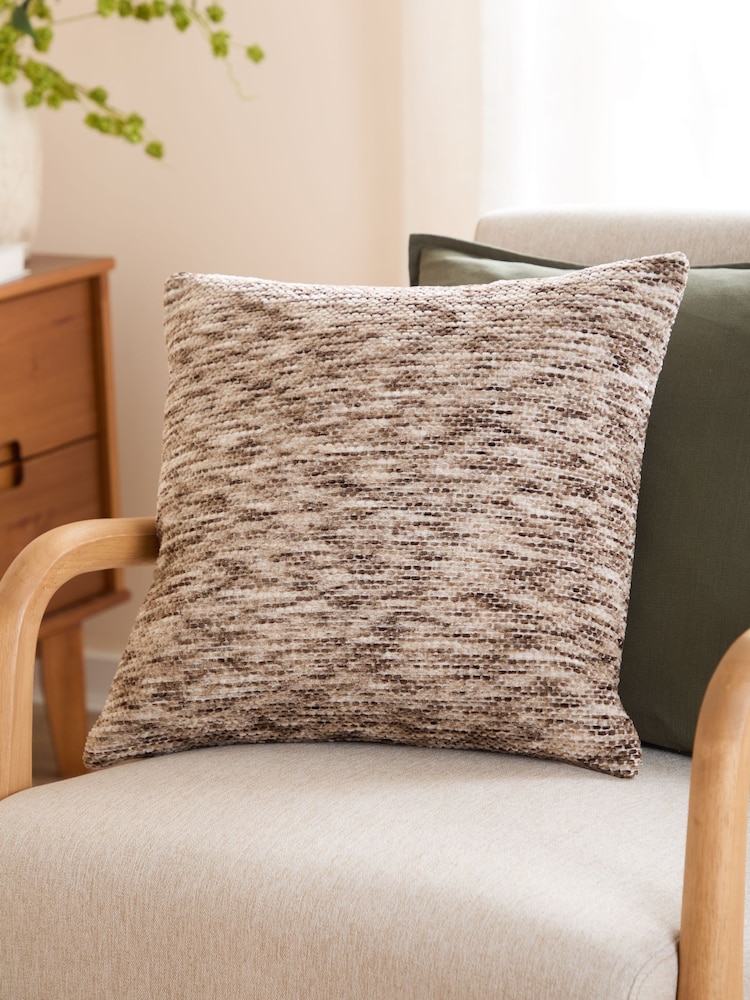 Yard Brown Malvern Chenille Fibre Filled Cushion - Image 1 of 4 Yard Brown Malvern Chenille Fibre Filled Cushion - Image 1 of 4