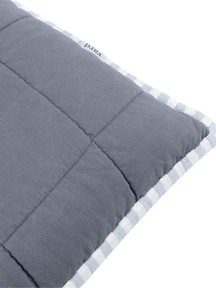 Yard Mineral / Denim Blue Hebden Stripe Cotton Fibre Filled Cushion 55x55cm - Image 7 of 7