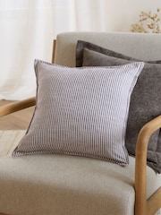 Yard Chocolate Truro Striped Cotton Fibre Filled Cushion - Image 1 of 6