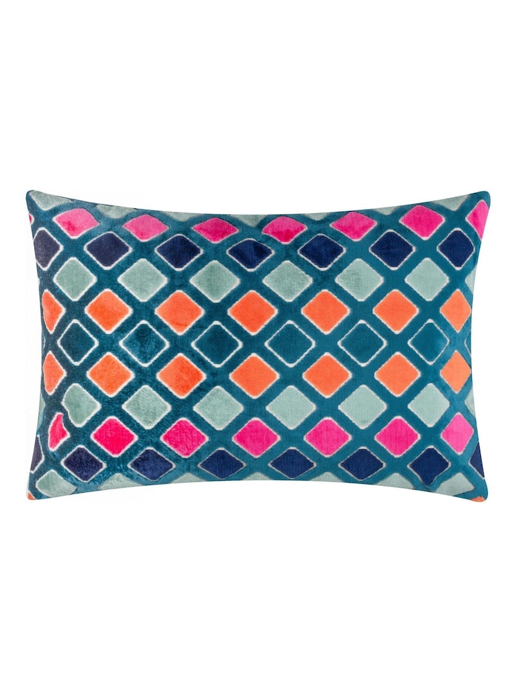 Furn Metro Diamond Velvet Fibre Filled Cushion - Image 2 of 6