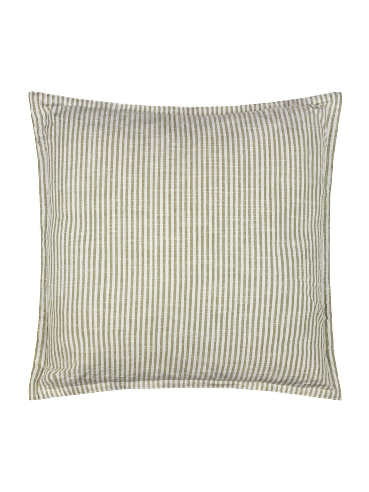 Yard Moss Truro Striped Cotton Feather Filled Cushion - Image 2 of 6 Yard Moss Truro Striped Cotton Feather Filled Cushion - Image 2 of 6