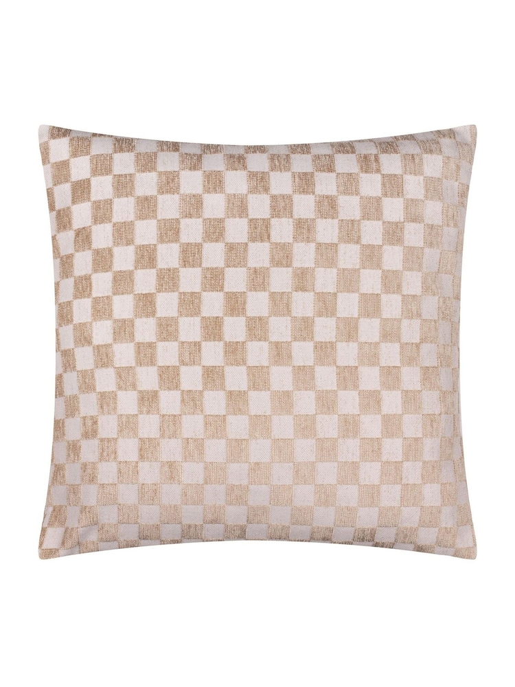 HÖEM Natural Larro Chenille Checkerboard Fibre Filled Cushion - Image 2 of 4