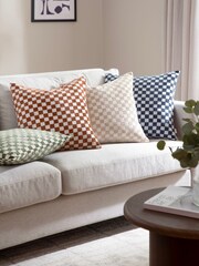 HÖEM Natural Larro Chenille Checkerboard Fibre Filled Cushion - Image 4 of 4