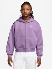 Nike Violet Purple Studio Fleece Zip Through Hoodie - Image 1 of 3
