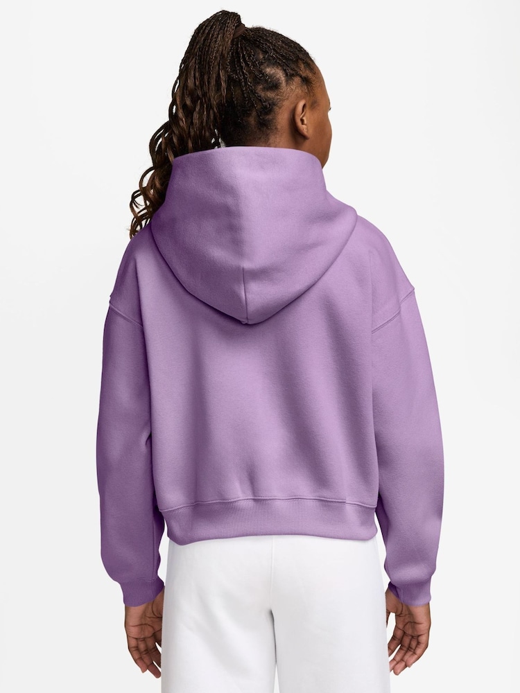 Nike Violet Purple Studio Fleece Zip Through Hoodie - Image 2 of 3 Nike Violet Purple Studio Fleece Zip Through Hoodie - Image 2 of 3