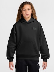 Nike Black Logo Oversized Fleece Hoodie - Image 1 of 3