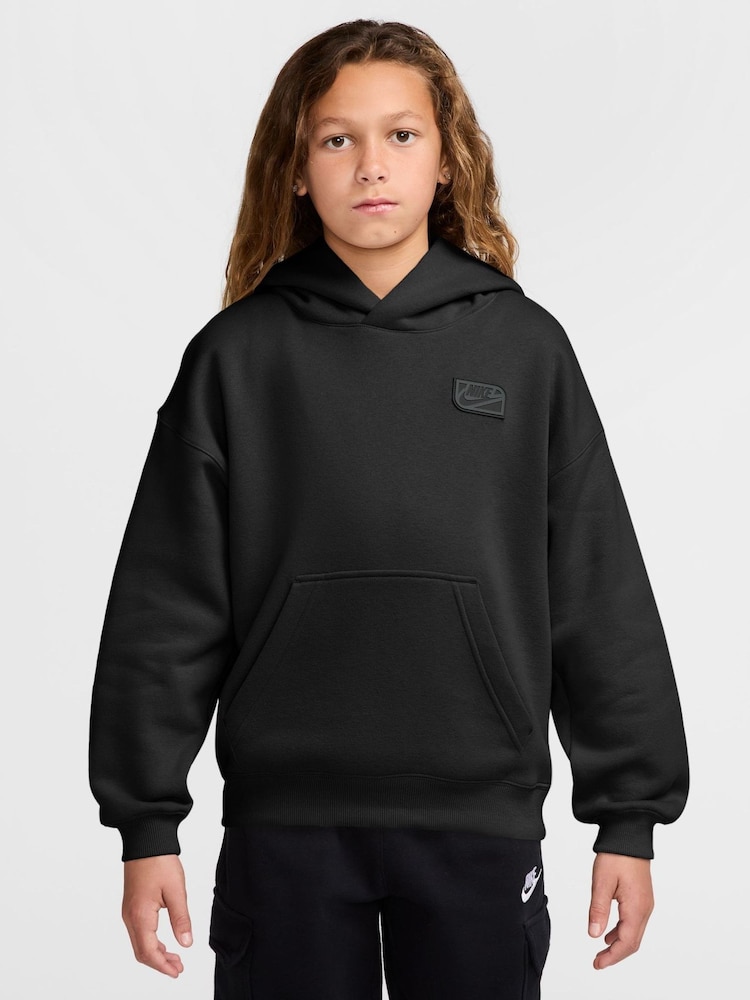 Nike Black Logo Oversized Fleece Hoodie - Image 1 of 3 Nike Black Logo Oversized Fleece Hoodie - Image 1 of 3