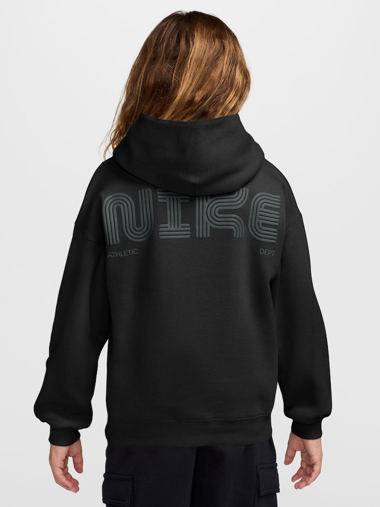 Nike Black Logo Oversized Fleece Hoodie - Image 2 of 3 Nike Black Logo Oversized Fleece Hoodie - Image 2 of 3
