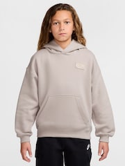 Nike Light  Brown Logo Oversized Fleece Hoodie - Image 1 of 3