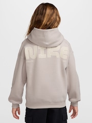 Nike Light  Brown Logo Oversized Fleece Hoodie - Image 2 of 3