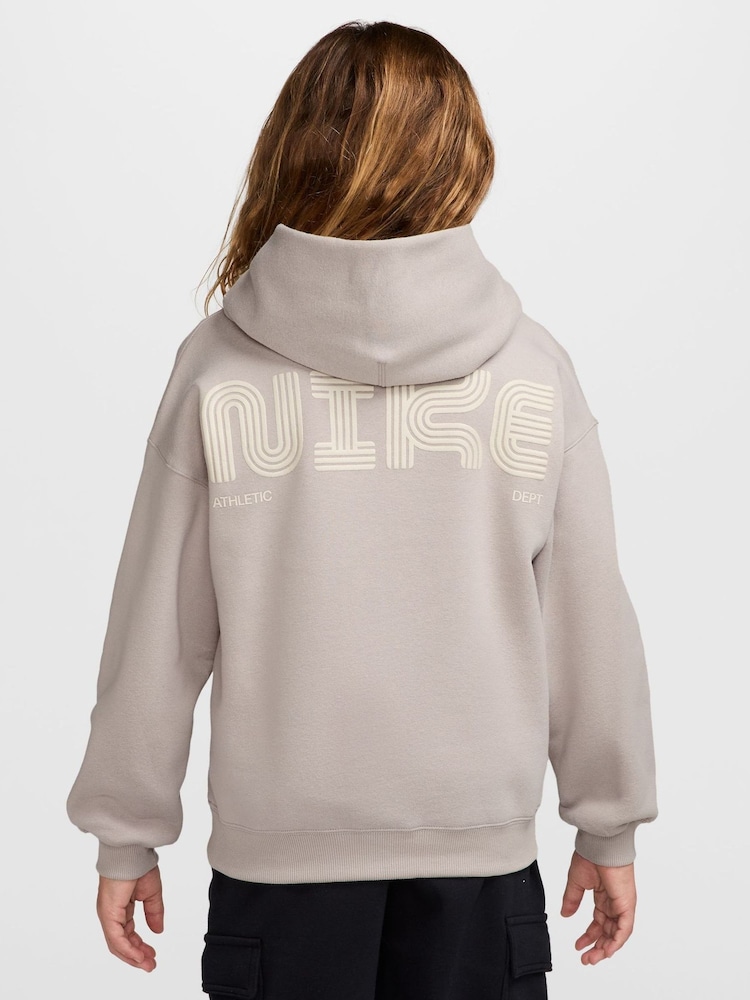 Nike Light Brown Logo Oversized Fleece Hoodie - Image 2 of 3 Nike Light Brown Logo Oversized Fleece Hoodie - Image 2 of 3