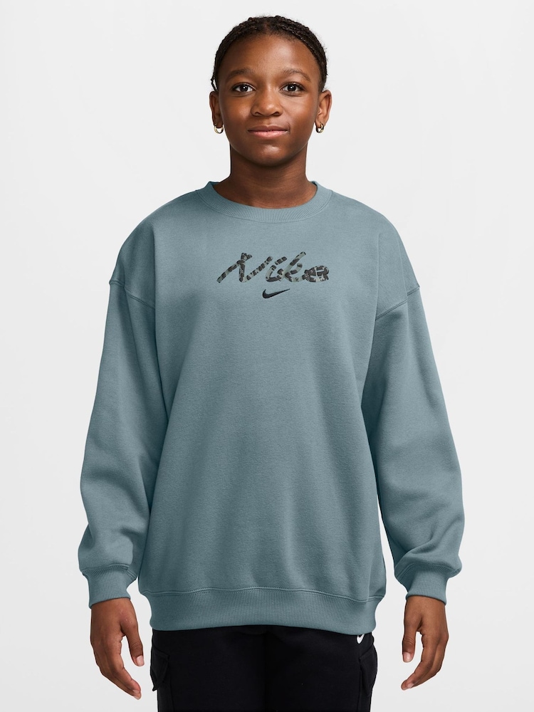 Zielony - Nike Studio Fleece Oversized Crew Sweatshirt - Obraz 1 z 3 Zielony - Nike Studio Fleece Oversized Crew Sweatshirt - Obraz 1 z 3