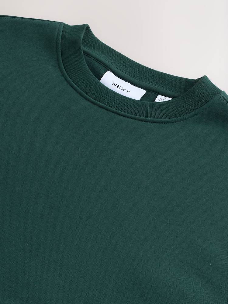 vert foncé - Ajustement régulier - Sweat-shirt épais en coton majoritaire à col rond - Image 7 de 7 vert foncé - Ajustement régulier - Sweat-shirt épais en coton majoritaire à col rond - Image 7 de 7
