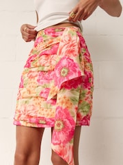BHOEM Pink Floral Print Ruched Mini Skirt - Image 5 of 5