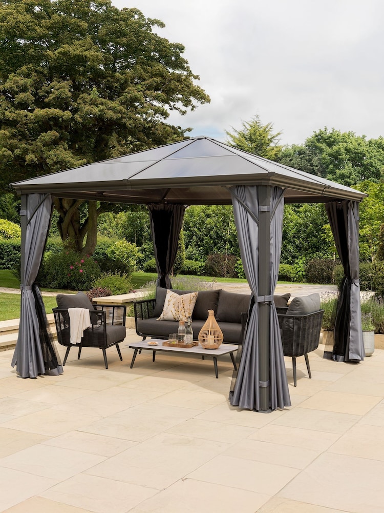 Norfolk Collection Anthracite Grey Runcton 3m x 3.6m Garden Gazebo - Image 1 of 4