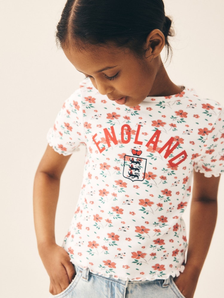 White Floral Toffs England Short Sleeve T-Shirt (3-16yrs) - Image 1 of 8