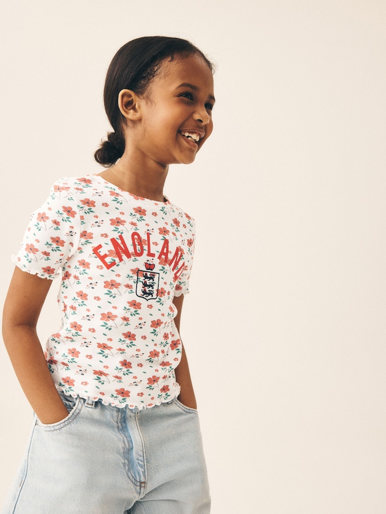 White Floral Toffs England Short Sleeve T-Shirt (3-16yrs) - Image 2 of 8