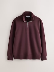 Burgundy Red Regular Fit Quarter Zip Sweatshirt - Image 6 of 8