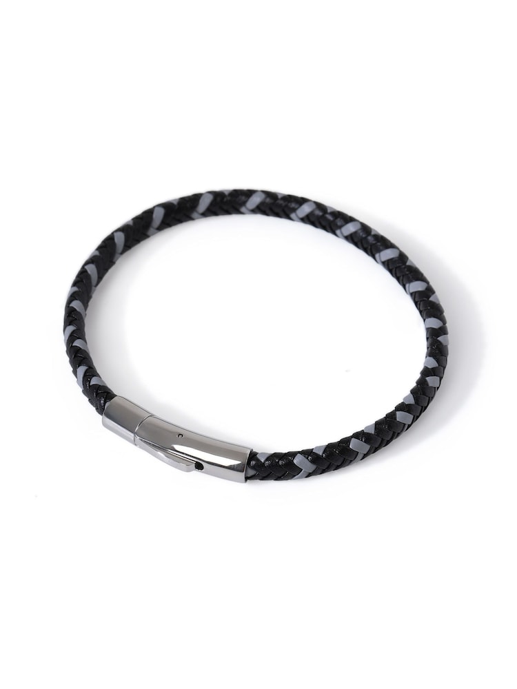 Pulsera de cuero genuino negro - Imagen 1 de 2
