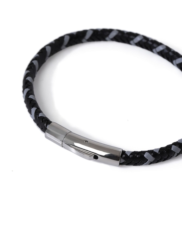 Pulsera de cuero genuino negro - Imagen 2 de 2