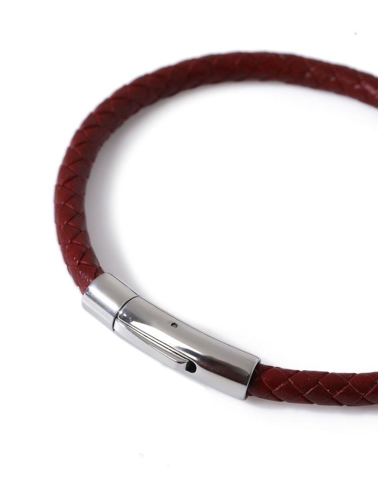 DCK Mens Red Genuine Leather Bracelet - Imaginea 2 din 2