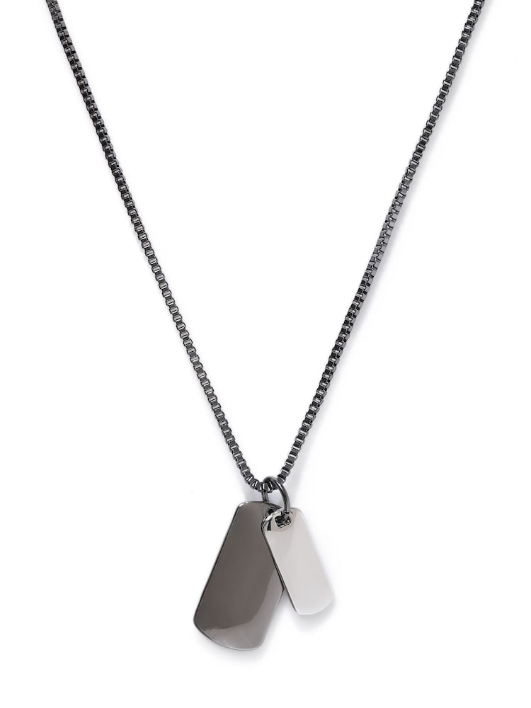 Silver Tone Double Dog Tag Necklace - Image 1 of 3