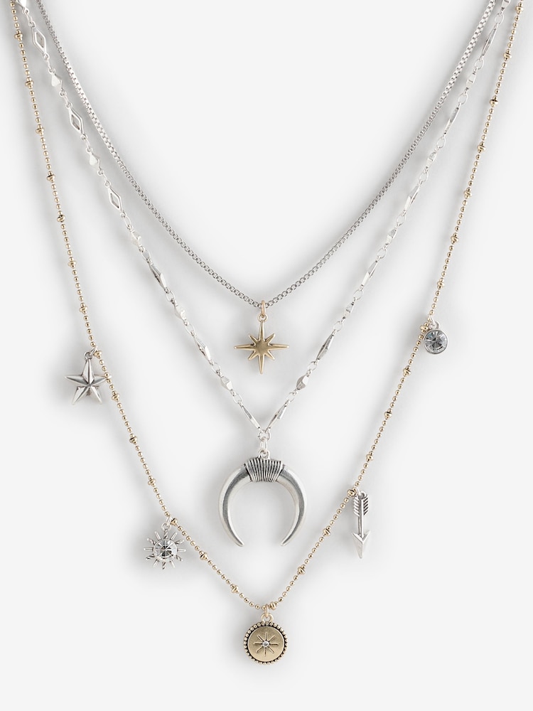 Rockett St George Mixed Metal Charm Necklace 3 Pack - Image 1 of 3