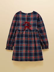 Joules Girls' Darla Navy Check Cord Long Sleeve Dress - Image 2 of 4