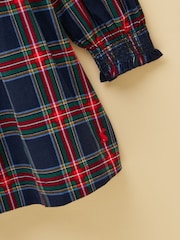 Joules Girls' Darla Navy Check Cord Long Sleeve Dress - Image 3 of 4