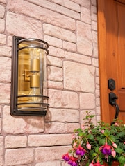 BHS Antique Bronze Bardo 2lt Large Bulkhead Lantern - Image 1 of 6