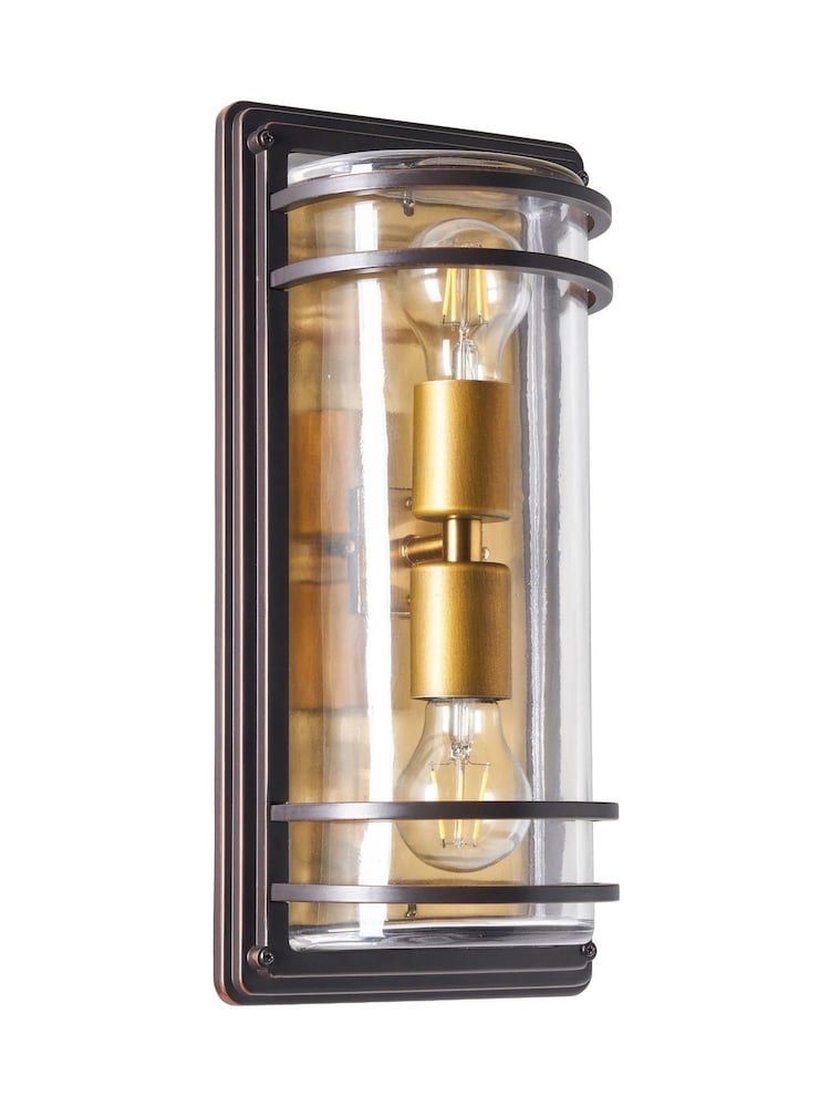 BHS Antique Bronze Bardo 2lt Large Bulkhead Lantern - Image 6 of 6