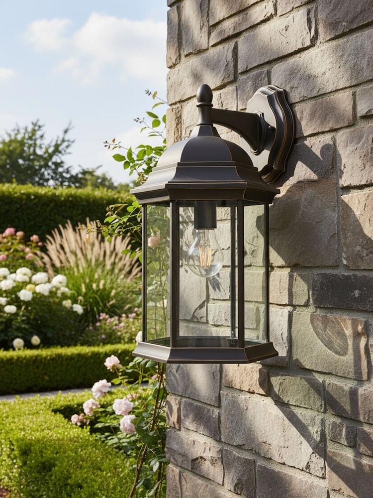 BHS Antique Bronze Alvin 1lt Large Panel Lantern - Image 1 of 6